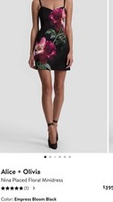 Alice + Olivia Black Floral Cocktail Dress Sz 0