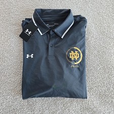 Under Armour Notre Dame Irish Short Sleeve Sample Polo Men's L Gray Golf Golfing