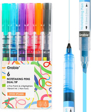 Dual Tip Pens (3.5Mm Chisel Tip + 0.5Mm Needle Tip), Gel Pens, Highlighters for 