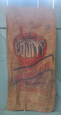 Vintage Seed Sack EQUITY FEEDERS SUPPLY HUL-LASSES Jute/Burlap Cottonseed