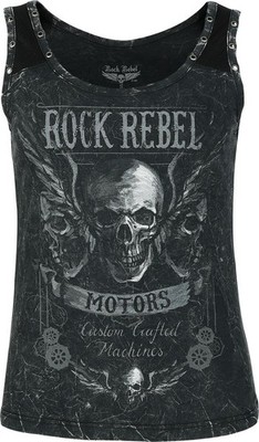 Rock Rebel by EMP Damen dunkelgraues Top mit Front- und Backprint