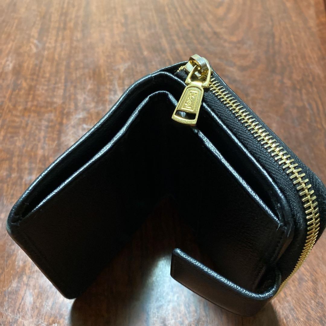 Yves Saint Laurent Black Bifold Wallet with Round Zip, Card Slots, Unisex Japan thumbnail 3