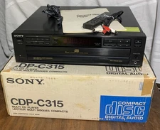 Sony CDP-C315 5-Disc CD Player Changer Remote Manual Cable Box 1991 Tested Video