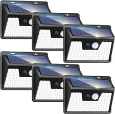 Solar Lights Outdoor Motion Sensor, 6 Pack 140 LED Solar Powered Fence Light Wat