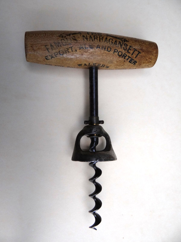Early Narragansett Beer Wood Handled Corkscrew Providence RI Brewing
