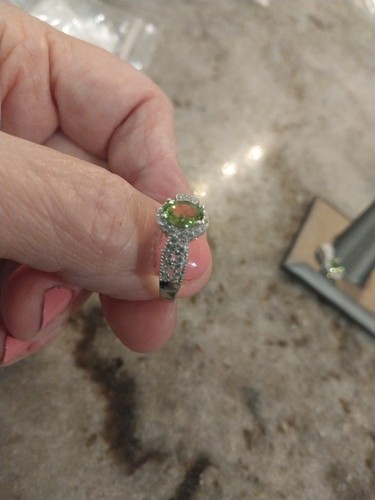 Ciondolo e anello Hebei peridoto e zirconi bianchi corvi eredità (taglia 8,0) - Foto 14 di 24