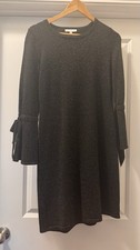 RSVP by Talbots Black Metallic Sparkly Merino Wool Sweater Dress Sz SpBow Sleeve