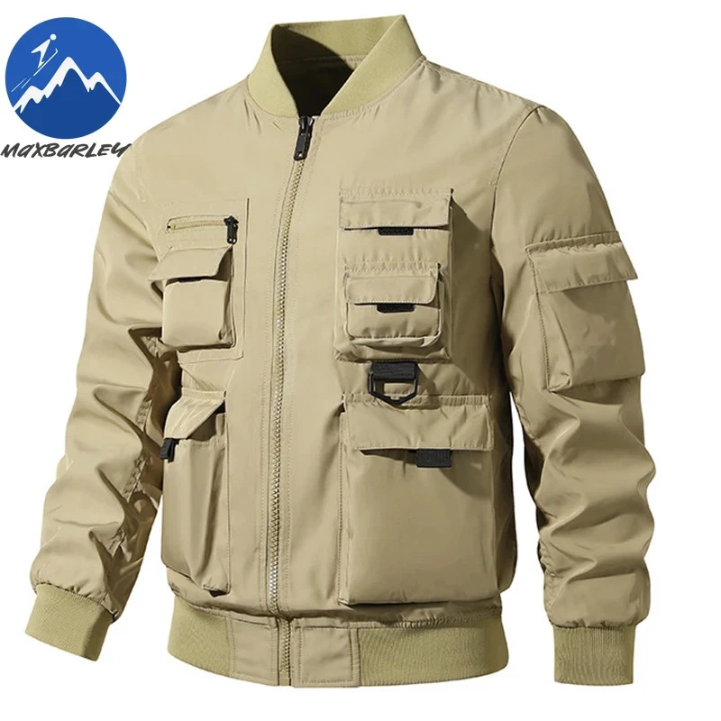Jacket Men Autumn Casual Multi Pocket Windproof Flight Jacket Outdoor Hiking  - Image 4 of 4