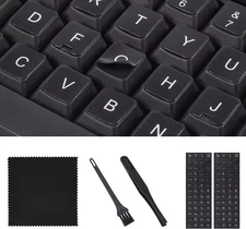 2PCS English Keyboard Stickers with Tweezer, Universal White Letters 
