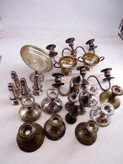 Antique Sterling Silver Weighted Candlestick Pedestal Bowl Candle Set Scrap Vtg