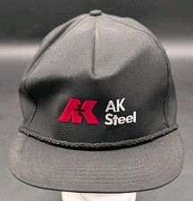 VINTAGE AK Steel Trucker Snapback Embroidered Hat Men's Black USA MADE Cap