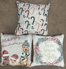 Christmas Xmas Holiday Outdoor Pillows Dog Puppy Reindeer Zip Off Washable - 3