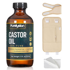 Castor Oil Pack Wrap Organic Cotton, 7 Pcs Caster Oil Pack Kit for Stomach and L