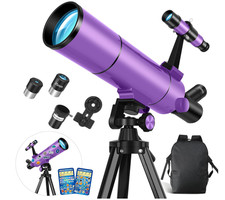Telescopio Refractor 80 mm para Principiantes con Adaptador y Mochila