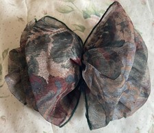 Vintage Hair Clip Barrette Bow Ruffle 80s Oversized Chiffon Victorian Floral EUC
