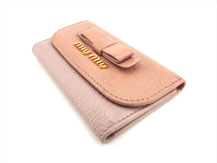 MIUMIU Key holder Pink gold Women 5PG222 Authentic