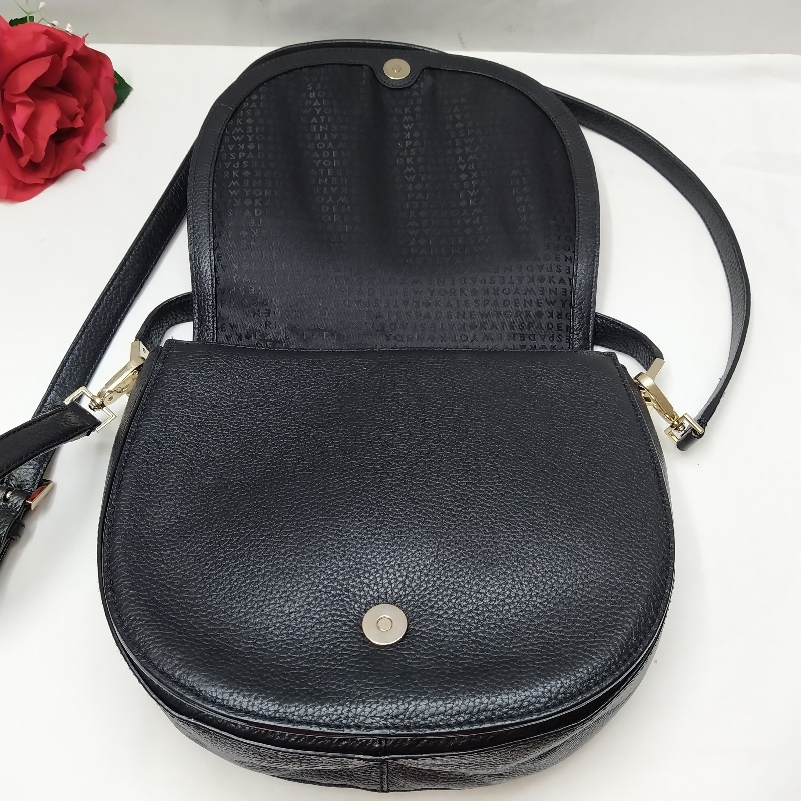 Kate Spade New York Black Leather Flap Closure Top Handle Crossbody Bag thumbnail 19