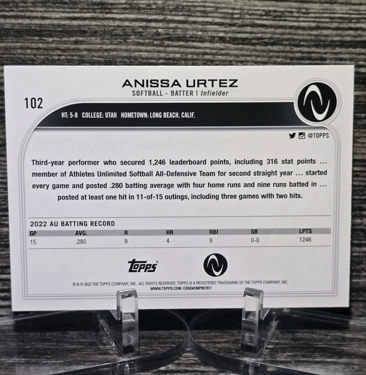 Anissa Urtez 2023 Topps Athletes Unlimited All Sports #102 Blaze Softball NR MNT