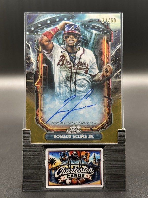 2025 Topps Chrome Cosmic Ronald Acuna Jr. Extraterrestrial Gold Auto #/50 Braves