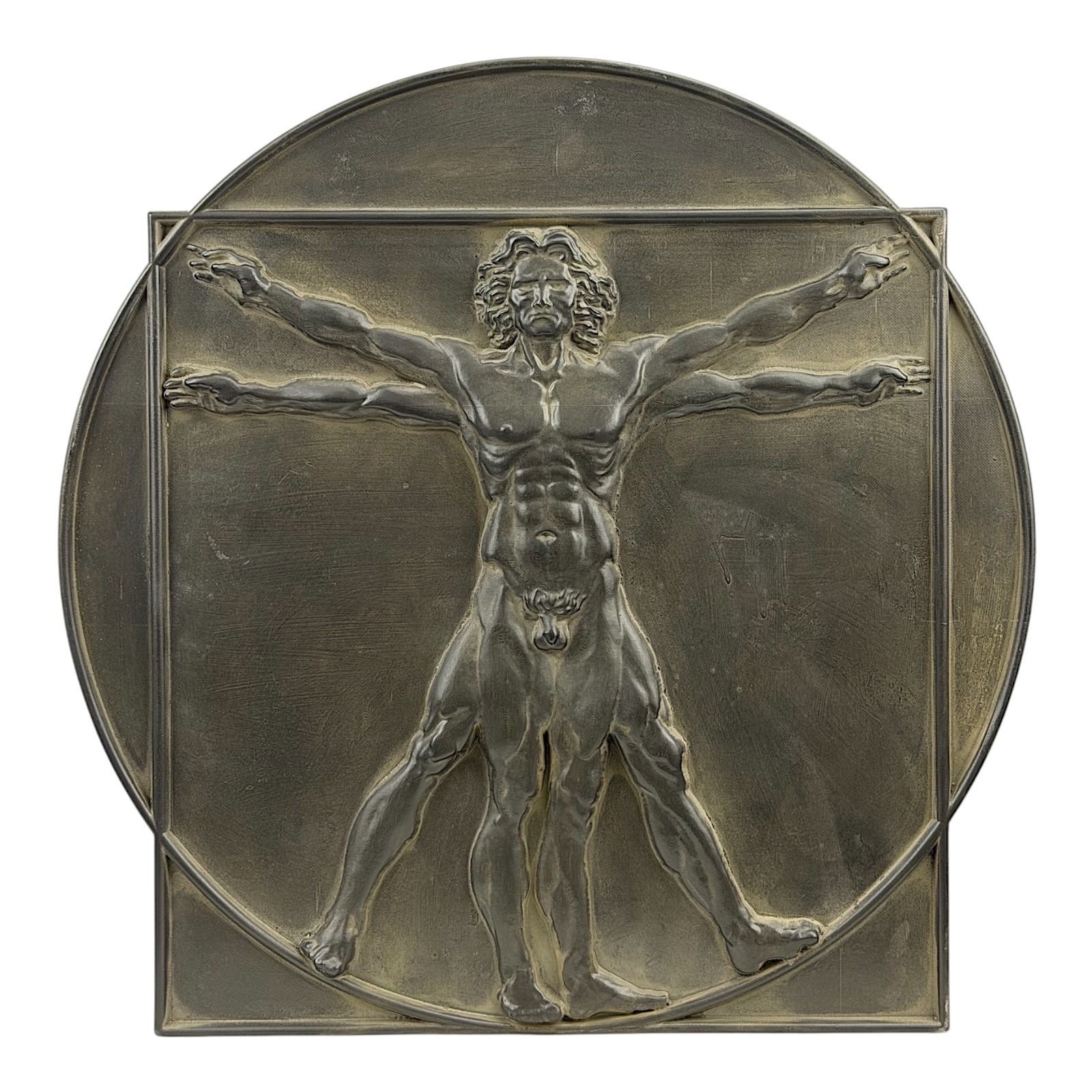 Vitruvian Man Leonardo da Vinci Cast Stone Sculpture Wall Decor Plaque Moldano