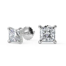 5.3 Ct Princess Cut Stud Diamond Earrings SI1 G Screw Back Gold 14k