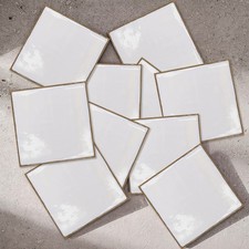 Peel and Stick White 6x6" Thick Tiles Gold Edge Kitchen Backsplash 10pcs 30pcs