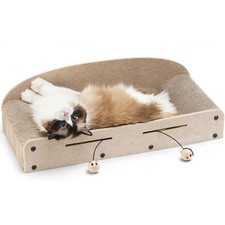 26 Inch Cat Scratcher Cardboard Lounge Bed, 2 Reversible Cat Scratch Pads Refill