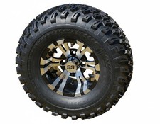 10" Vampire Machined/Black Golf Cart Wheels and 22x11-10 All Terrain Tires...