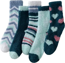 Fuzzy Socks for Women - 5 Pairs Warm Cozy Socks for Women Mom, Slipper Socks Win