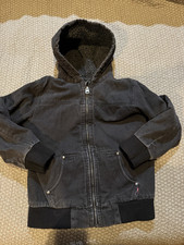 Youth Boy's LEVI'S Black Lined Hooded Canvas Bomber Jacket Size L 12-13 Years 