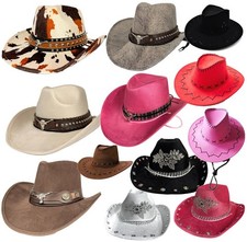 Cowboy Hat Western Hat Wide Brim Rodeo Hat Faux Felt Suede Cow Print Fancy Dress