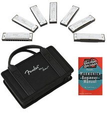 Fender Blues Deluxe Harmonica Set of 7 - Keys A, Bb, C, D, E, F, and G w/ Carryi