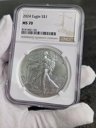 1oz American Eagle Silver Bullion Coin Medal Pure Fine US Liberty 2024 MS 70 NGC