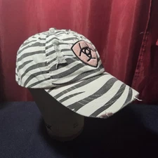Ariat Hat Cap Zebra Print Pink Logo Distressed Western Rodeo M&F Adjustable