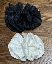 Vtg Fabric Hair Bows Accessories 1980s 1990s Retro Lot of 2 Cream Black Puffy