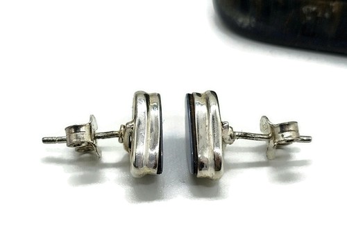 Australian Opal Studs, Sterling Silver, Blue & Green Opal, Doublets, Lucky Gemst - Picture 7 of 7
