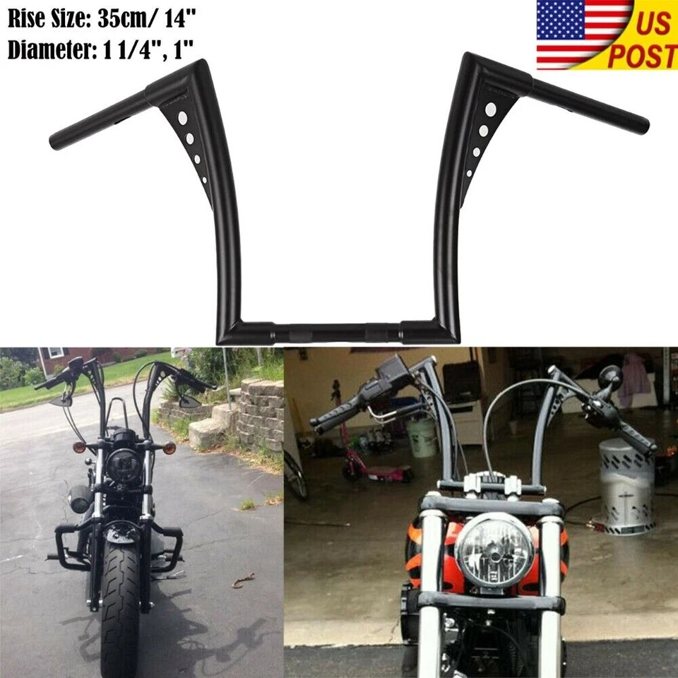 Perchas de elevación de manillar de 14 pulgadas para Harley Sportster XL 883 1200 FLST FXST Foto 2 de 4