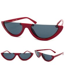 Classy Elegant Modern Retro Style SUN GLASSES Funky Unique Red Frame Dark Lens