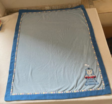 Vintage Thomas  Friends A Stitch in Time Baby Blanket Blue Embroidered 31" x 38