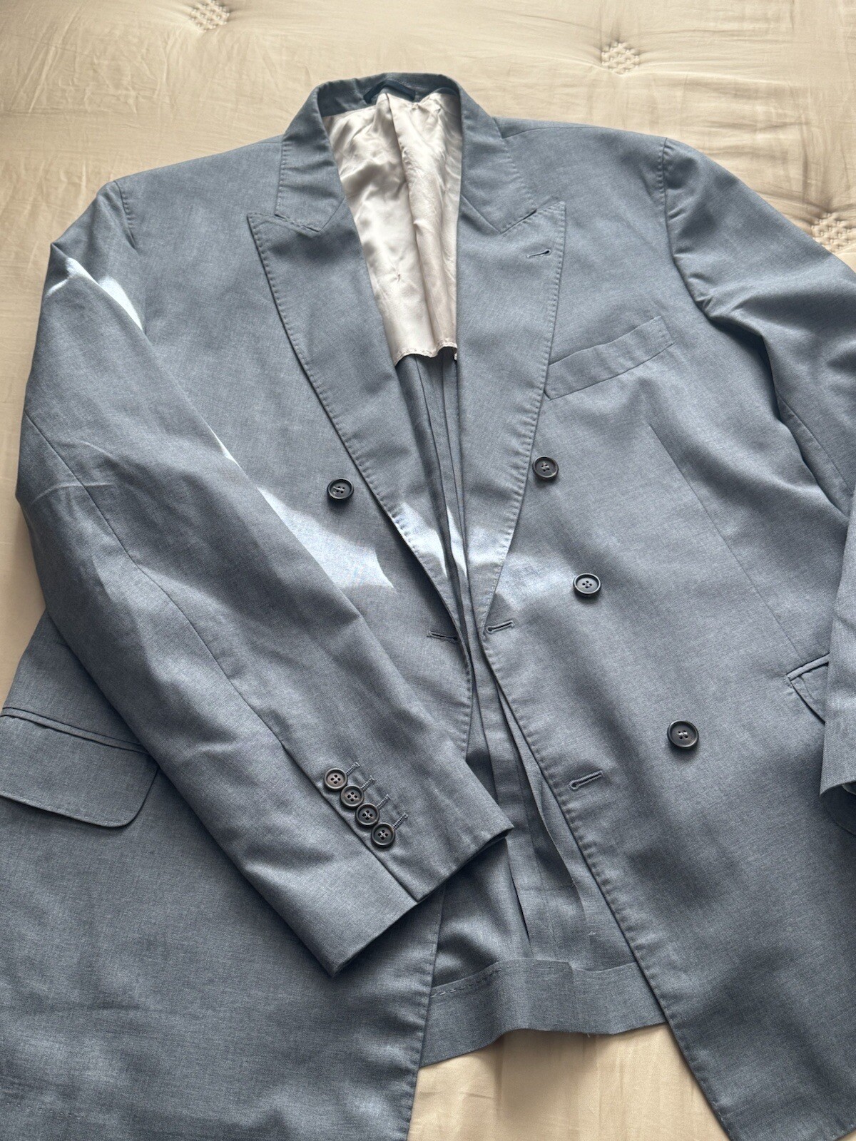 Brunello Cucinelli Solid Woven Light Gray Peak La… - image 5