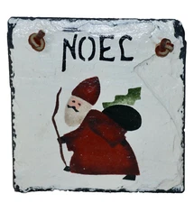 Noel Santa Claus ~ Hand Painted Slate Holiday Wall Decor ~ 5” Tall X 5” Wide