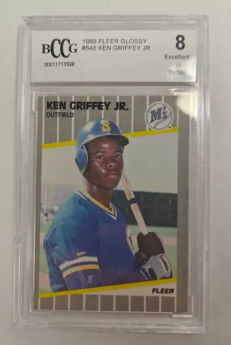 1989 FLEER GLOSSY #548 KEN GRIFFEY JR BCCG 8 RC ROOKIE HOF