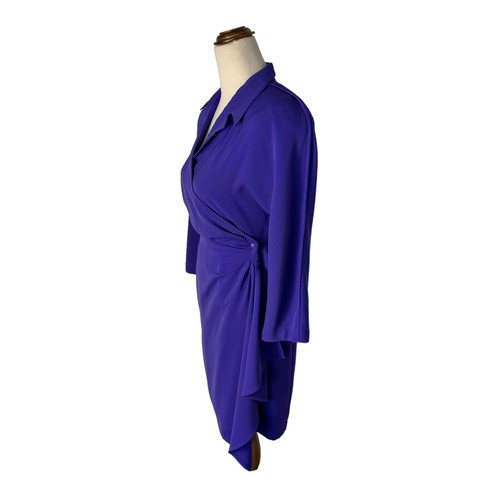 Vintage Thierry Mugler Iconic 90s Purple V Neck Wrap Mini Dress Size 7A XS - Foto 6 di 12