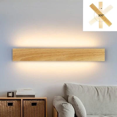 LED Wandleuchte Holz Wandlampe 52cm innen Warmweiß 360° Innenbeleuchtung Vintage - Bild 1 von 2