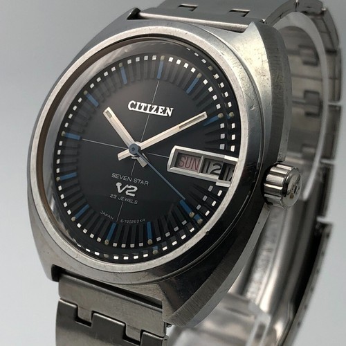 OH serviced, Vintage 1969 CITIZEN SEVEN STAR V2 Rare index Automatic Japan #2018