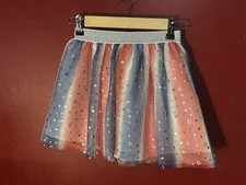 Catt  Jack Girl Size 7-8 Mesh Skirt Red, White  Blue w/Stars Pattern