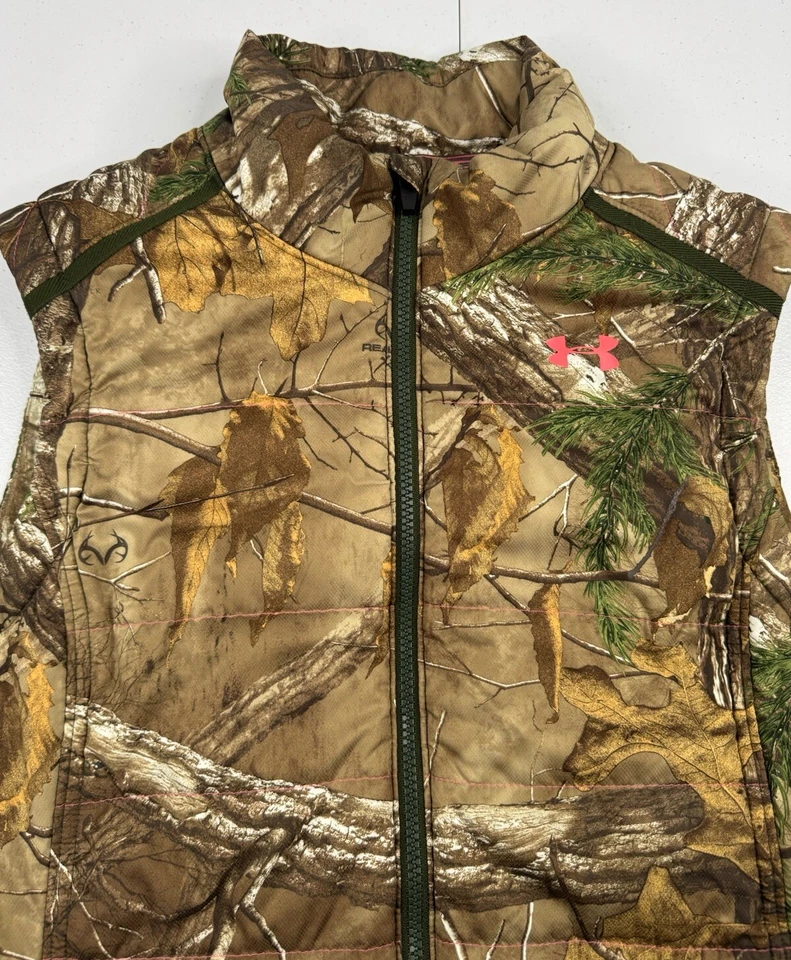 Under Armour Camo Hunting Vest Real Tree Xtra Full Zip Primaloft Quilt Lined L - Image 2 of 4