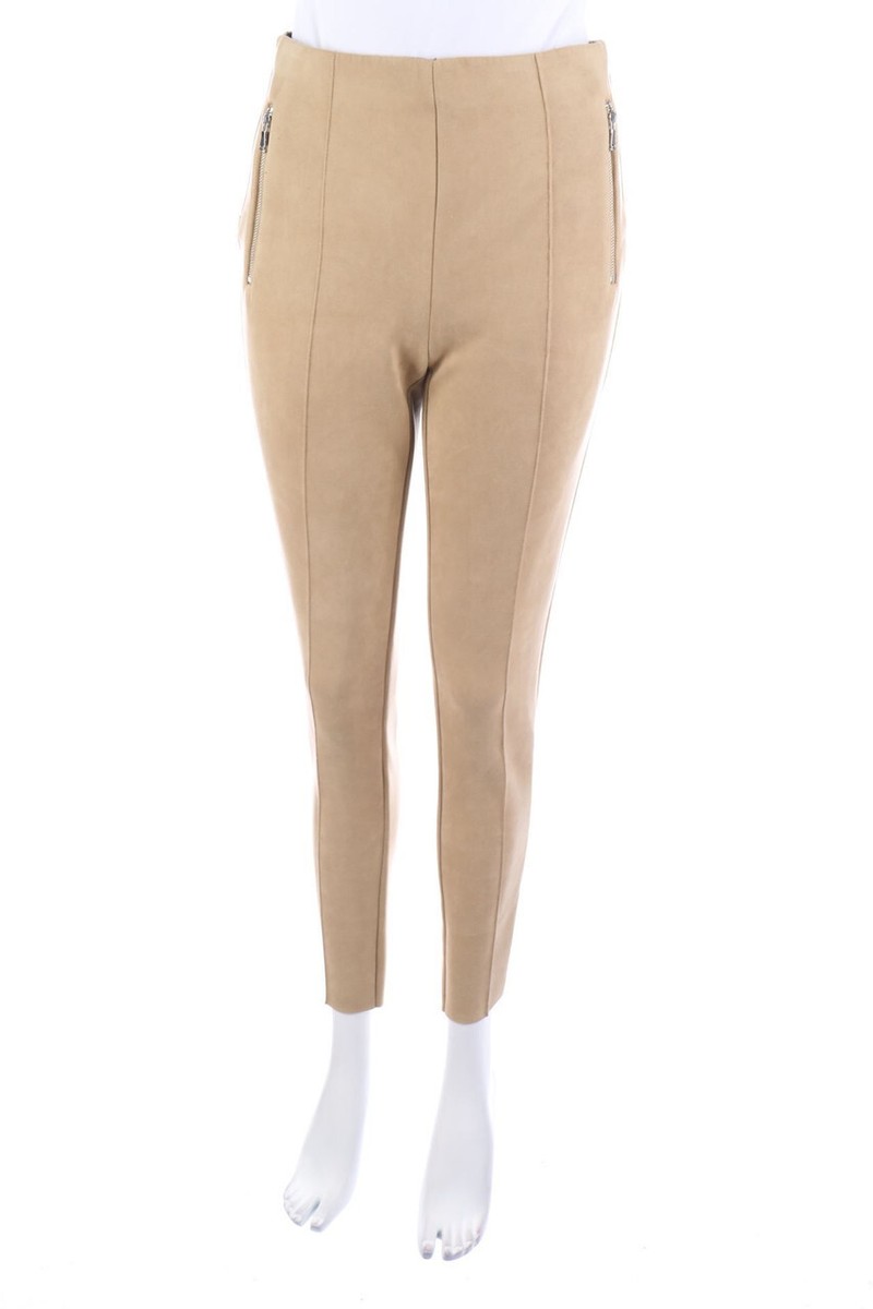 Lederleggings Kunstlederhose Beige Damen Lederimitat Hose Vero