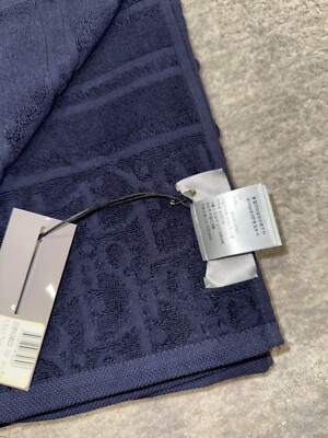 Dior ロゴデザイン バスタオル ネイビー Dior Navy Blue Oblique Logo Monogram Classic Terry Cotton Bath