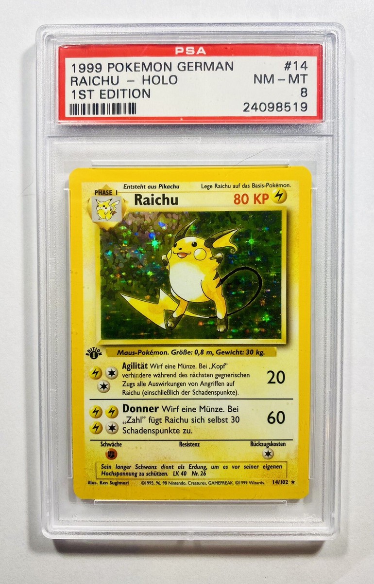 1999年 Pokemon Game Raichu-Holo 1st Ed. Raichu 1999 Pokemon Game #14 Shadowless Holo Price Guide